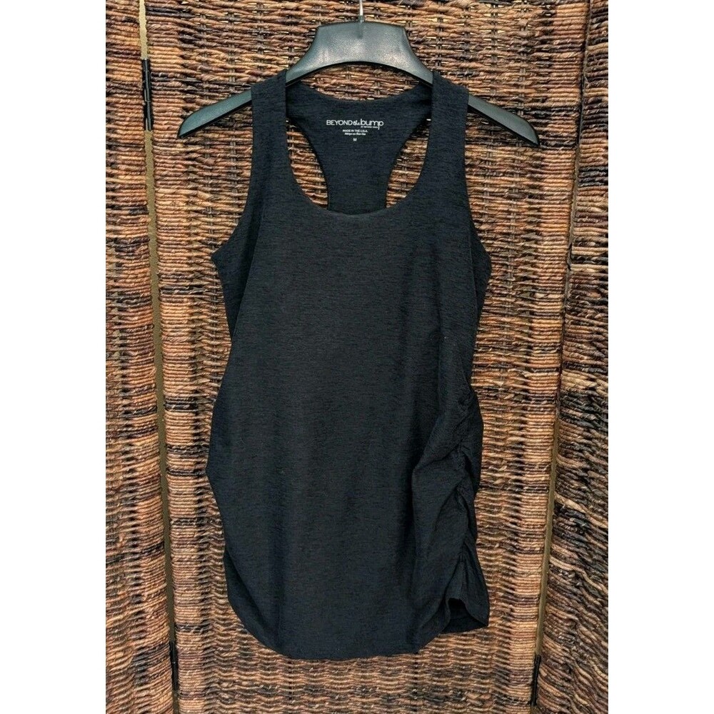 Beyond Yoga Bases Covered Maternity Tank Top Med Black The Bump Ruched Racerback